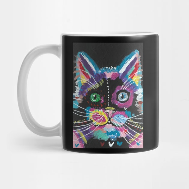 Cute colorful cat face by SamsArtworks